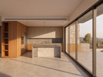 Kitchen with island in 5 Bedroom Bungalow in Tala Paphos (render)