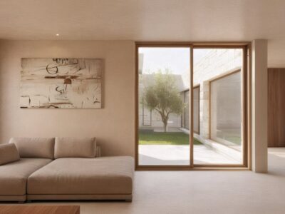 Living area with view to inner garden, 5 Bedroom Bungalow in Tala (render)