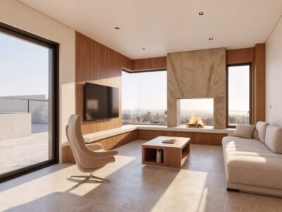 Open-plan living room of 5 Bedroom Bungalow in Tala Paphos (render)