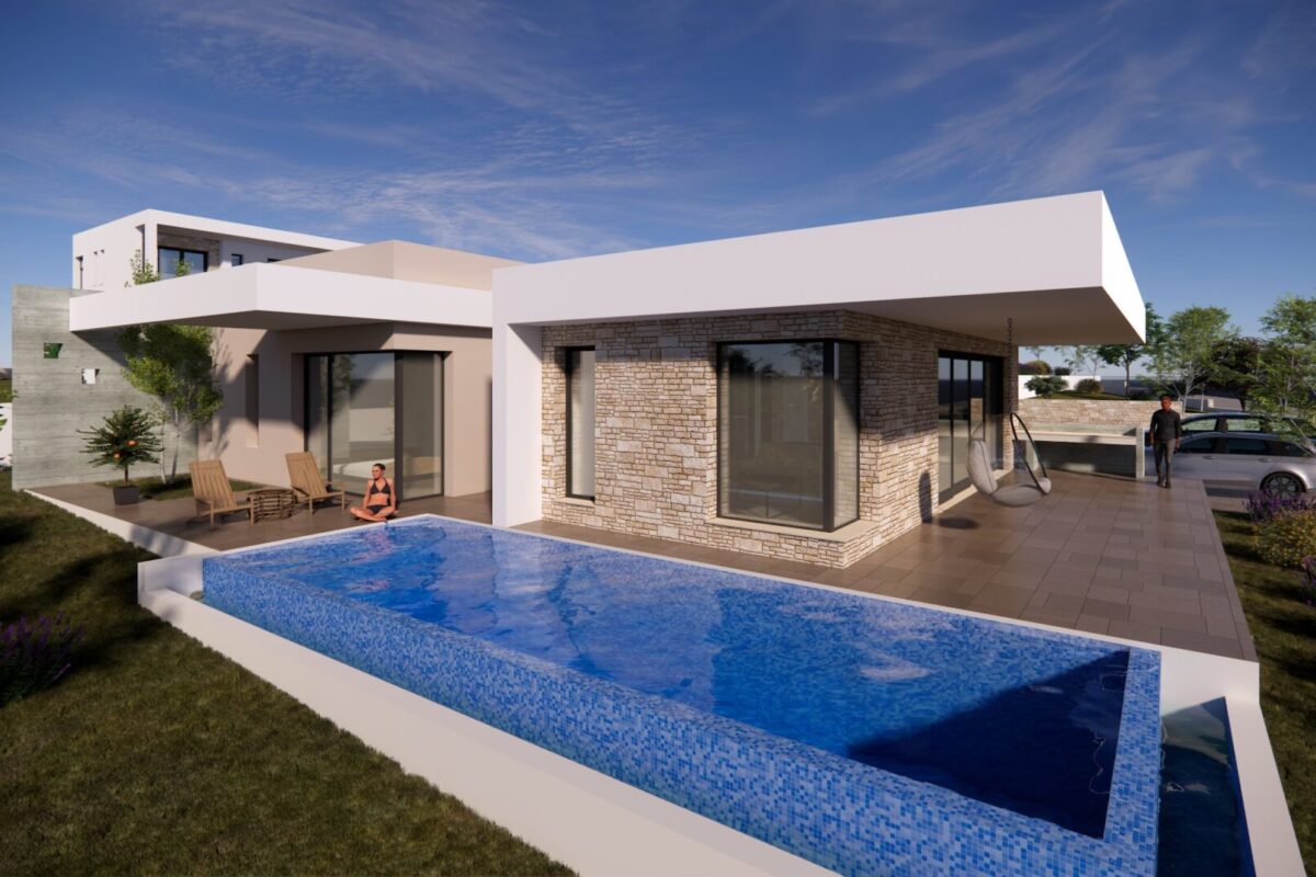 Private overflow pool of 5 Bedroom Bungalow in Tala Paphos (render)