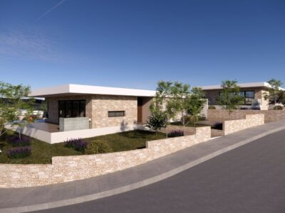 Street view of 5 Bedroom Bungalow development in Tala Paphos (render)