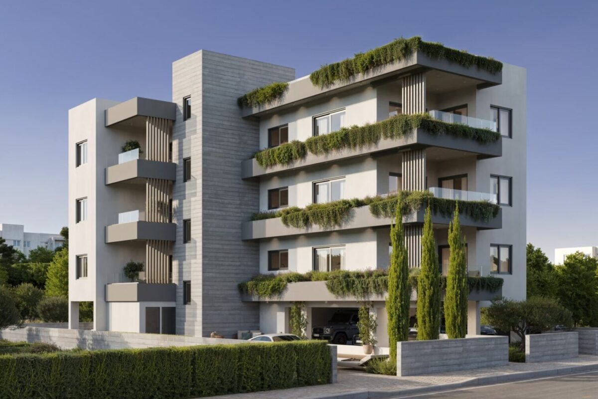 Render of contemporary 2 Bedroom Apartment building in Universal Paphos
