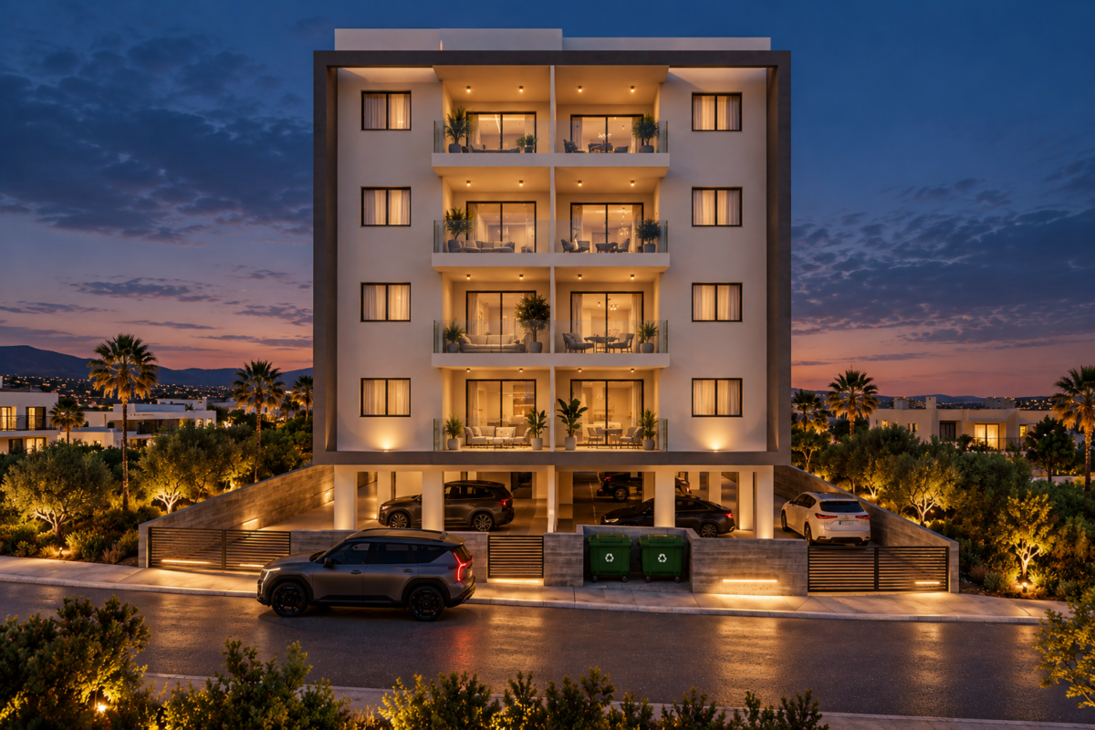 Modern 2 Bedroom Apartment with Covered Veranda in Paphos City Centre