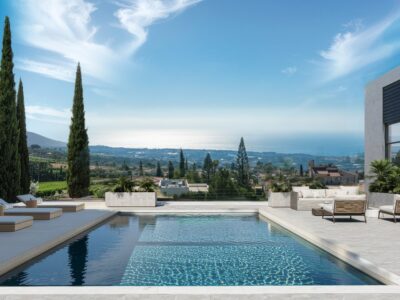 Render of private pool terrace with panoramic views