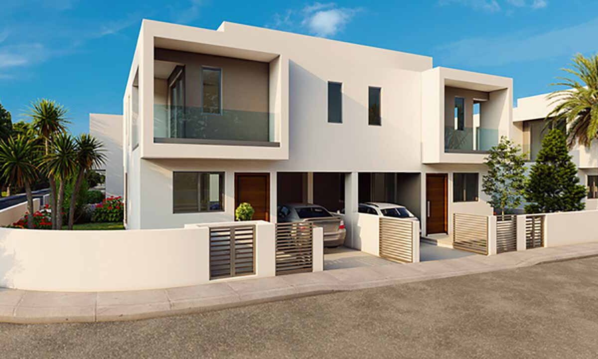 Zephyros Village 3 semi detached houses in Mandria, Paphos - street view