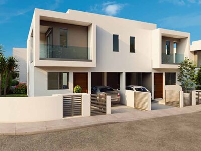 Zephyros Village 3 semi detached houses in Mandria, Paphos - street view