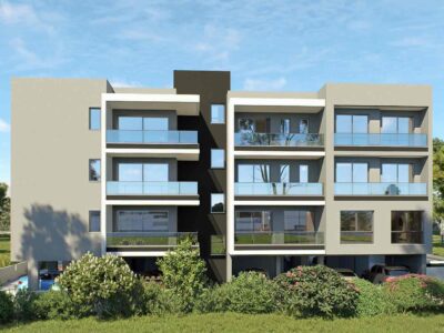 Exterior render of modern apartment building in Paphos