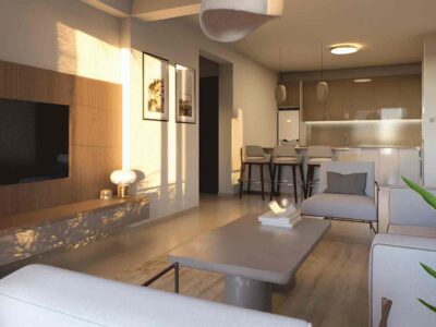 Living area render of 3 Bedroom Apartment in Paphos