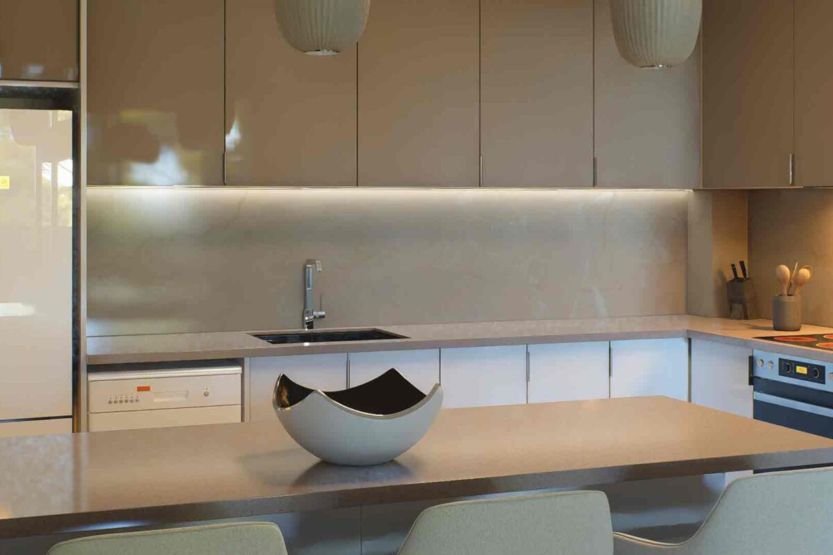 Kitchen render of 3 Bedroom Apartment in Paphos