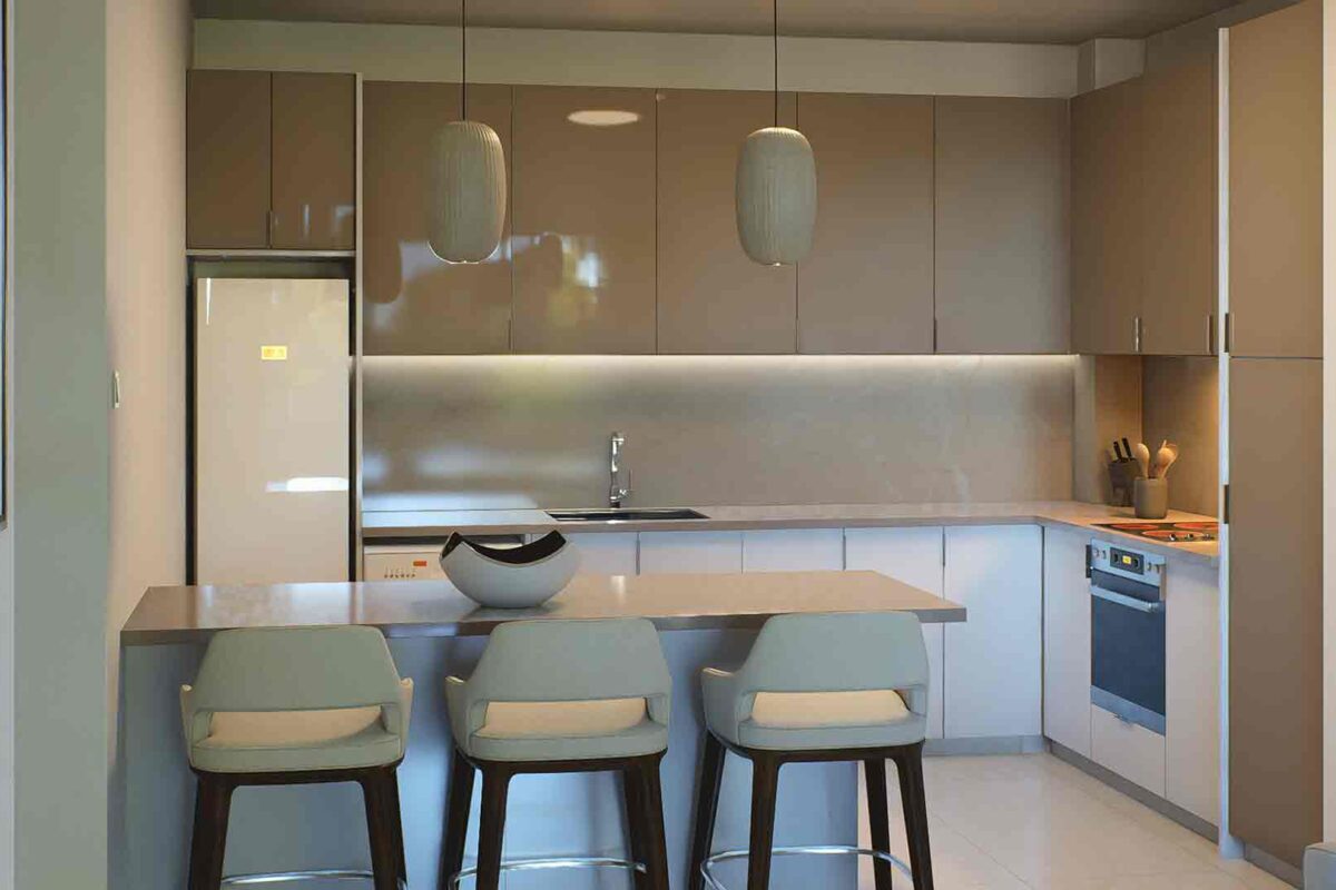 Kitchen render of 3 Bedroom Apartment in Paphos