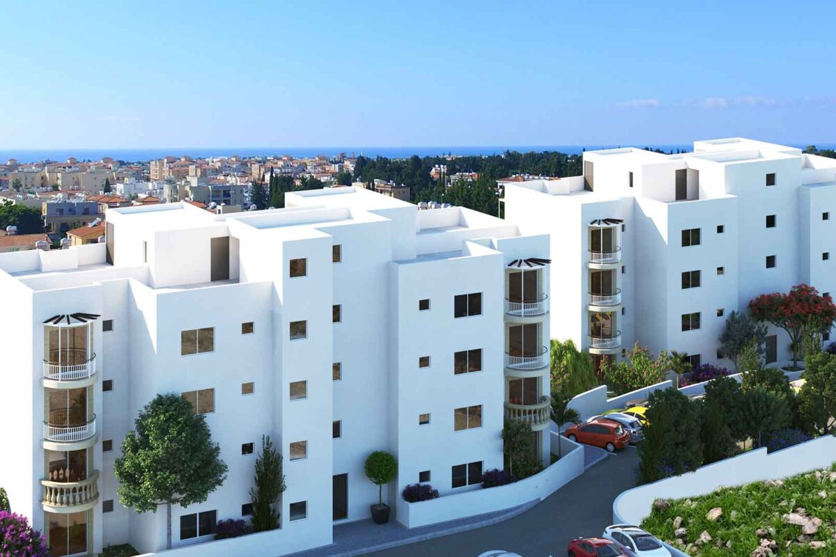 Render of the apartment building in Universal Paphos