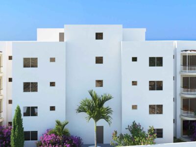 Render of the apartment building rear elevation in Universal Paphos