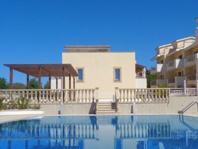 Communal pool and terrace area in Universal Paphos