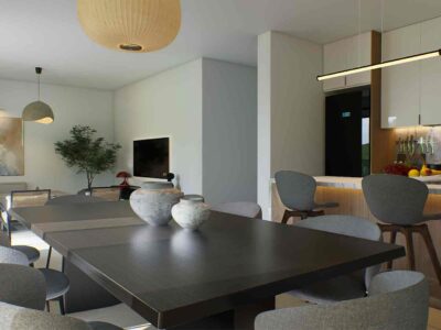 2 Bedroom Apartment in Prodromi Polis – interior render of the dining and kitchen area