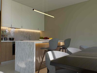 2 Bedroom Apartment in Prodromi Polis – interior render of the kitchen and dining area