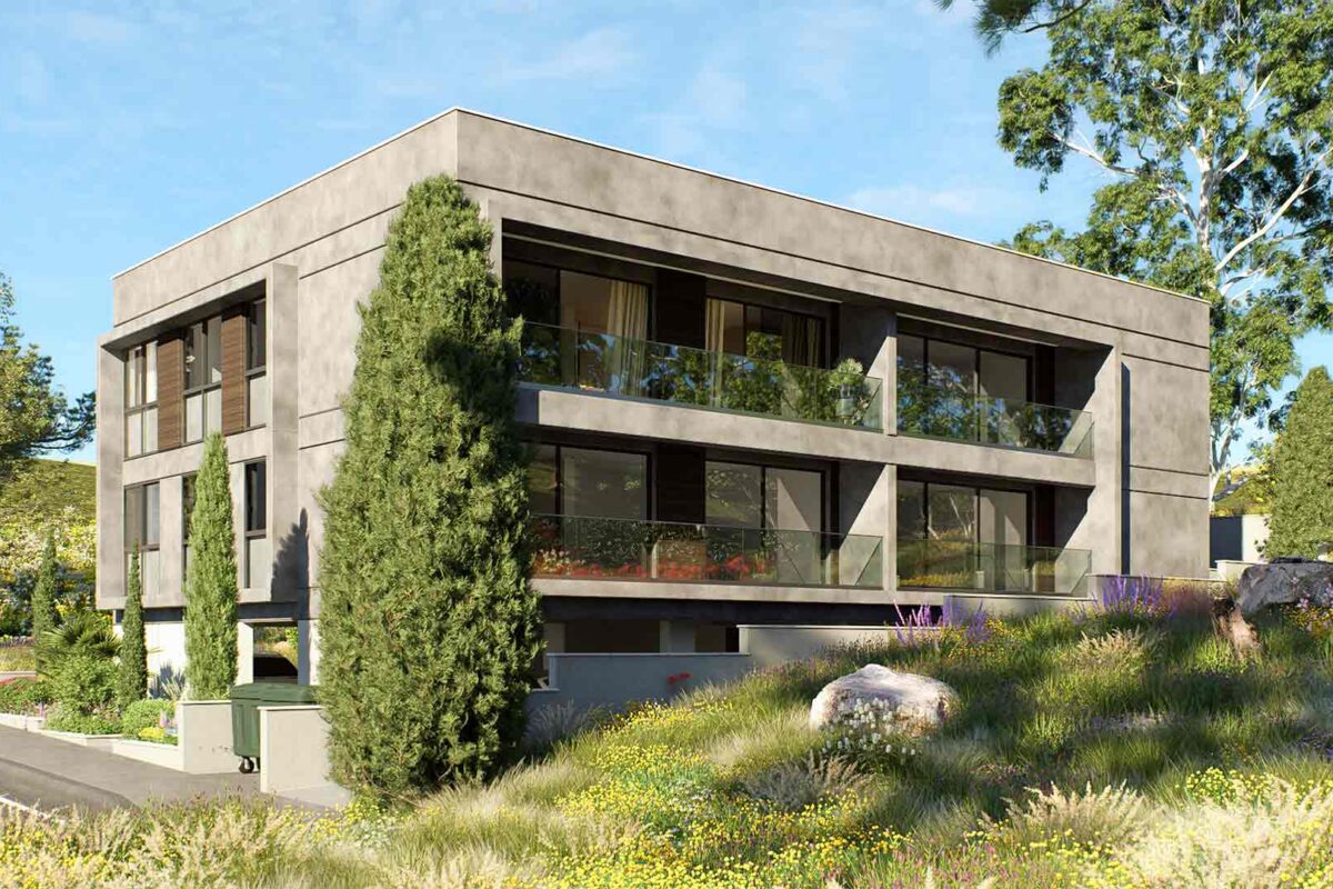 3 Bedroom Apartment in Prodromi Polis – exterior render of the front and side elevation