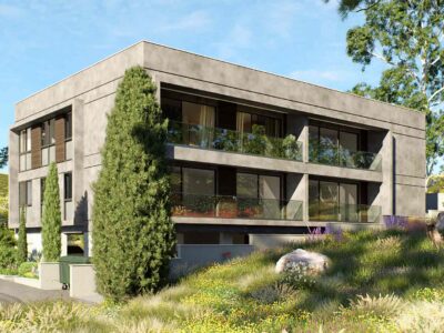 3 Bedroom Apartment in Prodromi Polis – exterior render of the front and side elevation