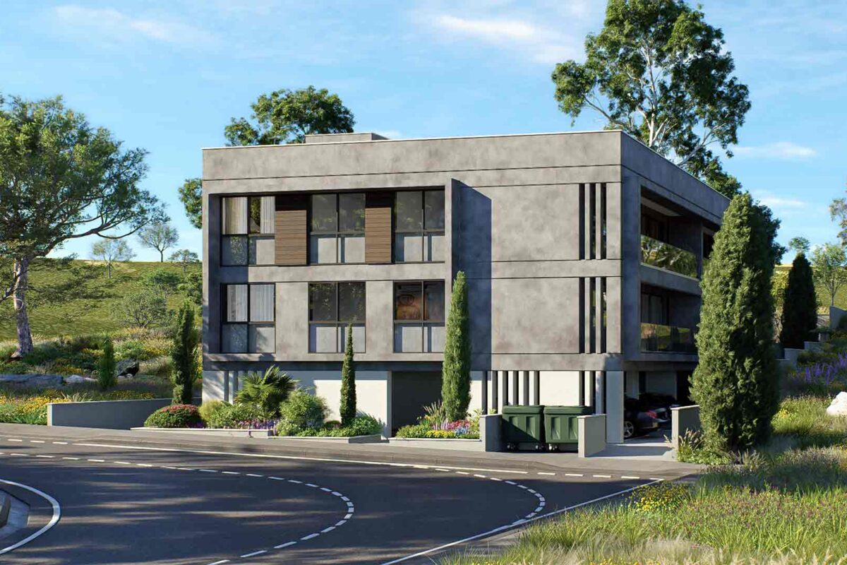 2 Bedroom Apartment in Prodromi Polis – exterior render of the building from the street