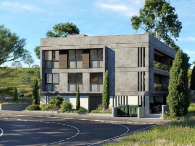 1 Bedroom Apartment in Prodromi Polis – exterior render of the building from the street