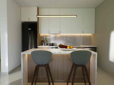3 Bedroom Apartment in Prodromi Polis – interior render of the kitchen island