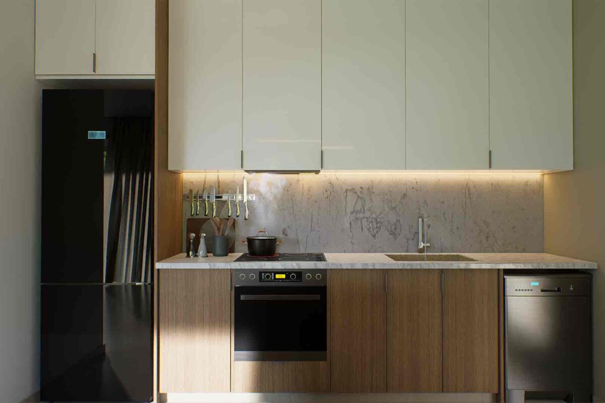 1 Bedroom Apartment in Prodromi Polis – interior render of the kitchen