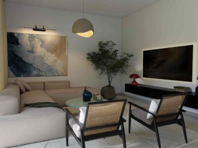 1 Bedroom Apartment in Prodromi Polis – interior render of the living area