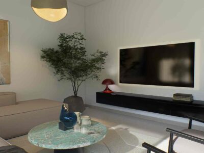 2 Bedroom Apartment in Prodromi Polis – interior render of the open-plan living space