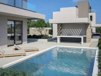 Private pool and outdoor BBQ terrace at a Paphos villa (render)