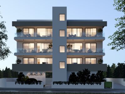 Render of a modern apartment building in Paphos