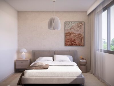 Render of a double bedroom in a 2 Bedroom Apartment in Paphos