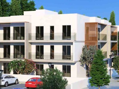 Render of the residential block and street parking in Kato Paphos